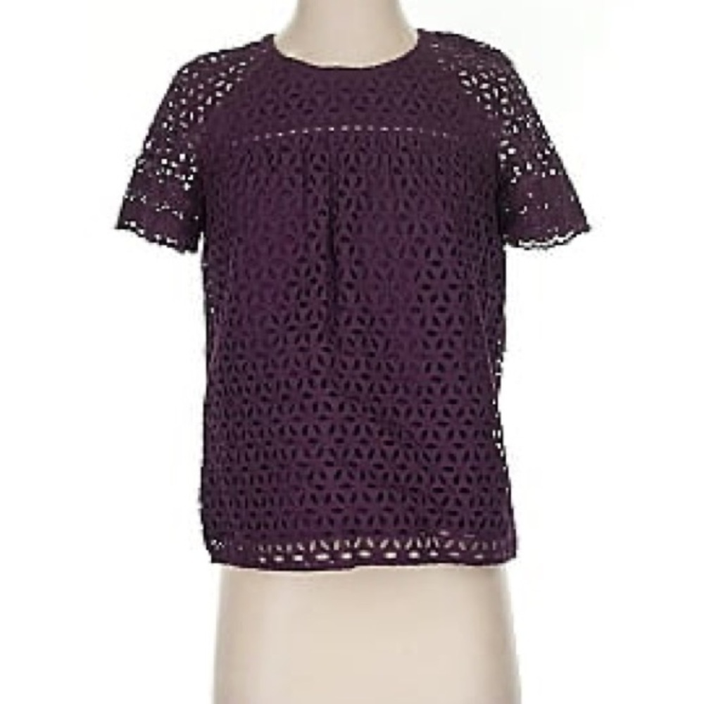 J. Crew - Purple Eyelet Women's Top size 6 - Picture 3 of 11